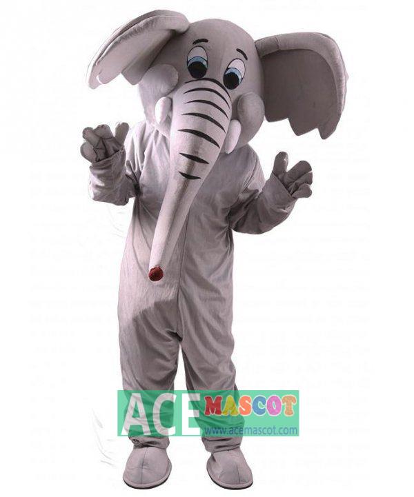 Exuberant White Elephant Mascot Costume