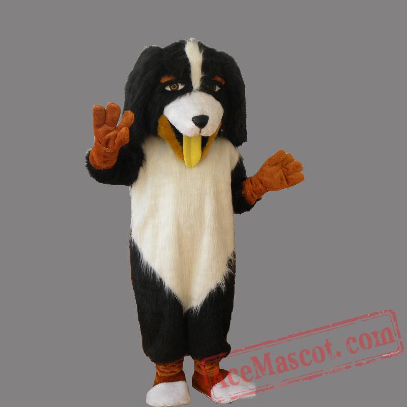 Black and white dog mascot with his blue jersey Sizes L (175-180CM)