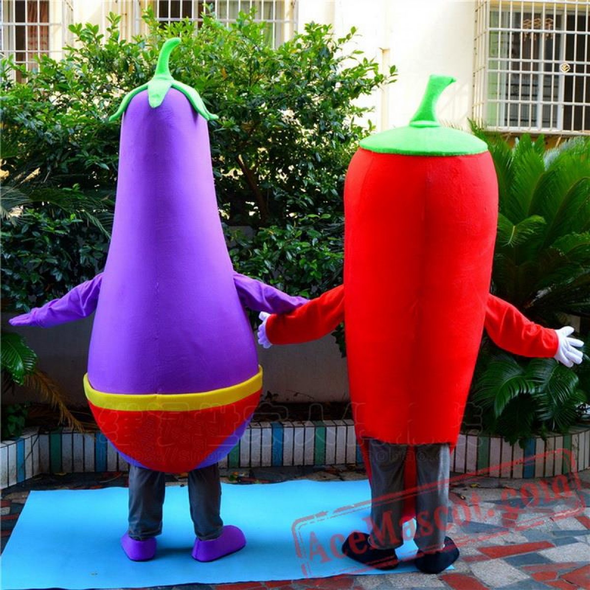 Chili Eggplant Mascot Costume Vegetables Cartoon 