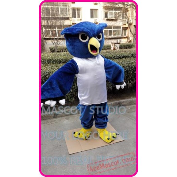 Plush Blue Owl Mascot Costume