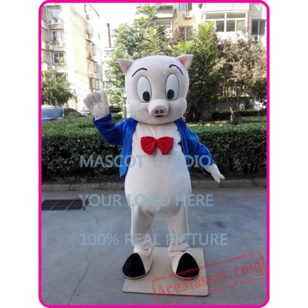 Porky Pig Mascot Cartoon Costume