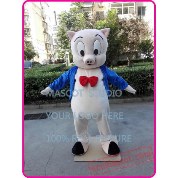 Porky Pig Mascot Cartoon Costume