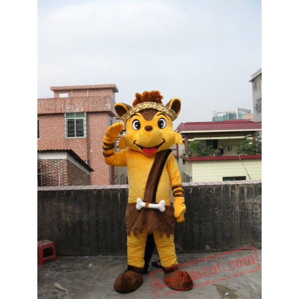 Plush Big Yellow Fox Mascot Costume