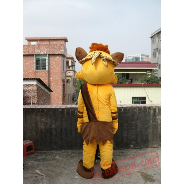 Plush Big Yellow Fox Mascot Costume