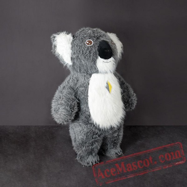 White and blue koala mascot in sportswear - Sizes L (175-180CM)