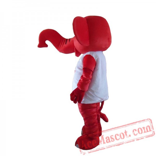 Red and white elephant mascot, elephant costume 