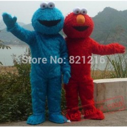 Red Elmo Blue Cookie Monster Mascot Costume