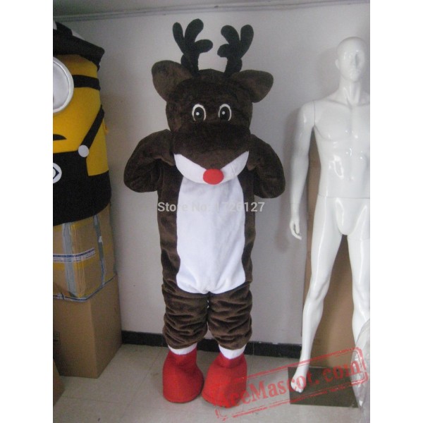 Reindeer Moose Red Nose Deer Mascot Costume