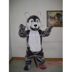 Plush Grey Wolf Mascot Costume