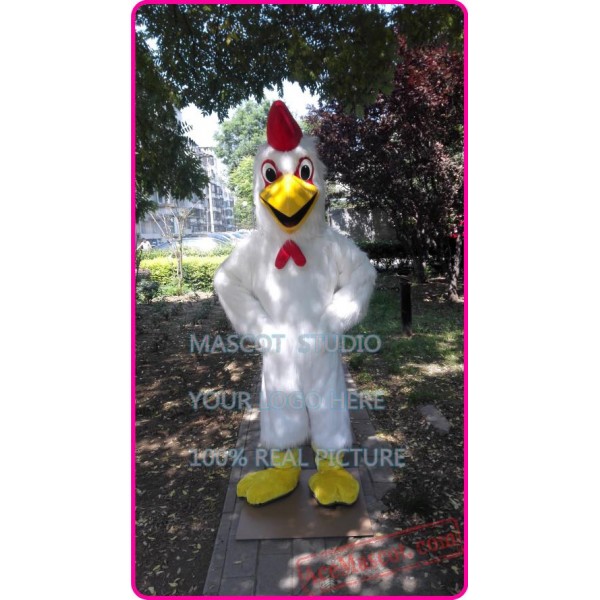 Plush Chicken Mascot Costume White Cook Rooster