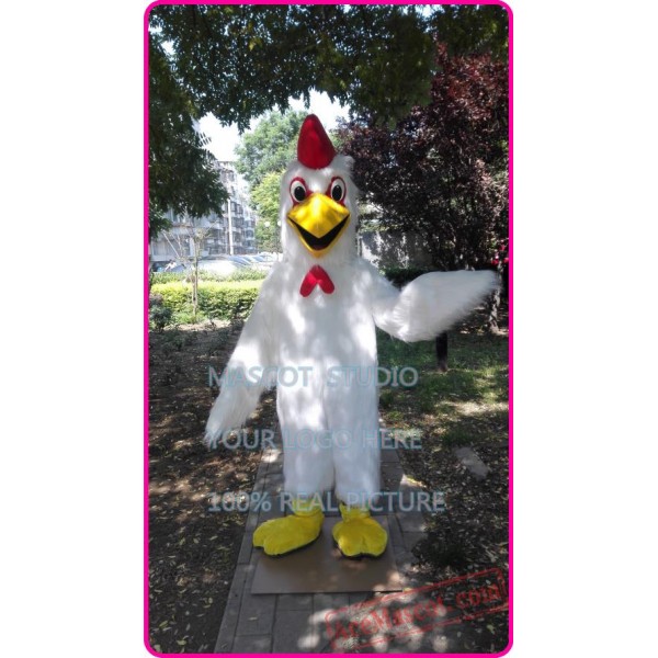 Plush Chicken Mascot Costume White Cook Rooster